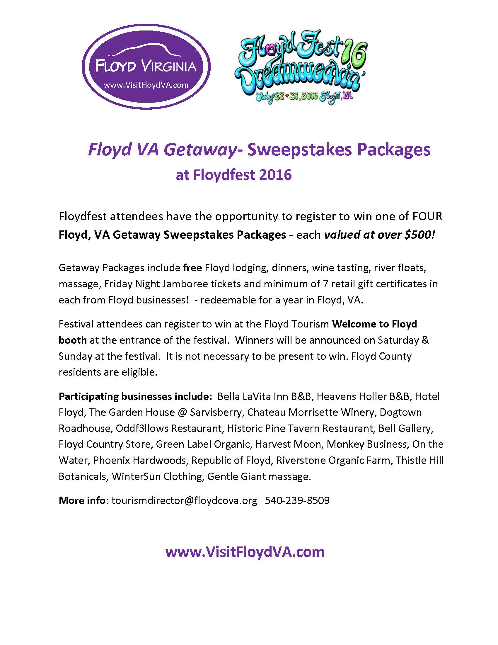 Getaway Packages PR Floydfest 2016